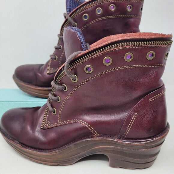 Bionica Rangeley Oxblood Red Leather Lace-Up Ankle Booties Womens Sz 7.5M Boot - Picture 1 of 8